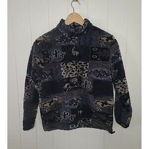 On Course Kerrits Horse Print Jacket Full Zip Equestrian Fleece Women’s Sz L USA